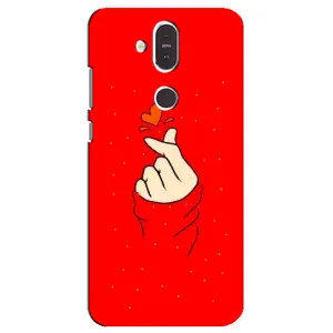 Чехлы (Знак сердечка) на Nokia 8.1 , Nokia 8 2018 (Сердце на красном)