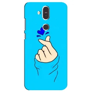 Чехлы (Знак сердечка) на Nokia 8.1 , Nokia 8 2018 (Сердце на синем)