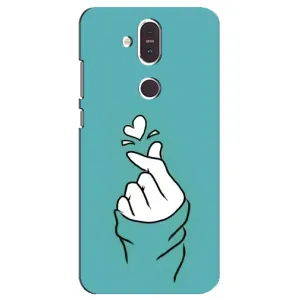 Чехлы (Знак сердечка) на Nokia 8.1 , Nokia 8 2018 (Сердечко на бирюзовом)