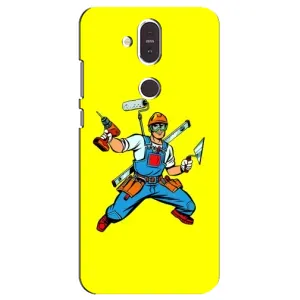 Силиконовый бампер (Работники) на Nokia 8.1 , Nokia 8 2018 (Строитель)
