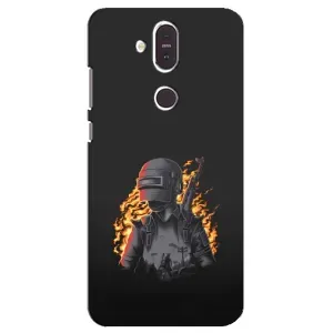 Силиконовый чехол с картинкой "Герой Pubg" на Nokia 8.1 , Nokia 8 2018 (В огне)