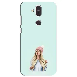 Силіконовый Чохол на Nokia 8.1 , Nokia 8 2018 з картинкой Модных девушек (В шапці)