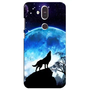 Чехол с Волком на Nokia 8.1 , Nokia 8 2018 (Воет на луну)
