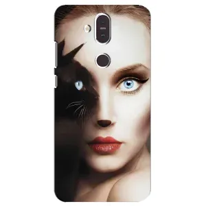 Бампер с изображением Котиков для Нокиа 8.1 (Женщина кошка)