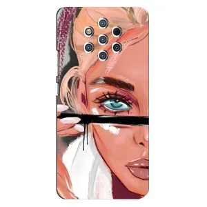 Силиконовый Чехол на Nokia 9 с картинкой Стильных Девушек (Девушка и ресницы)