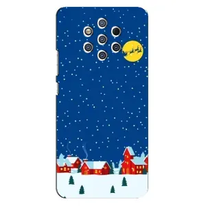 Силиконовый бампер на рождество для Nokia 9 (Город в снегу)