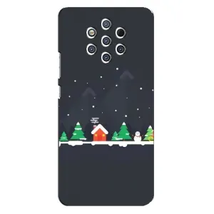 Силиконовый бампер на рождество для Nokia 9 (Город зимний)