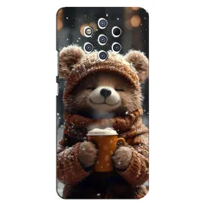 Печатный чехол «Зверята с кофе» для Nokia 9 (Медвежонок с кофе)