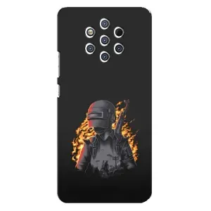 Силиконовый чехол с картинкой "Герой Pubg" на Nokia 9 (В огне)
