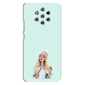Силиконовый Чехол на Nokia 9 с картинкой Стильных Девушек (В шапке)