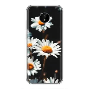 Чехол с ромашками на Nokia C10 (Белые ромашки)