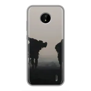 Чехлы на военную тематику для Nokia C10 (Бой солдат)