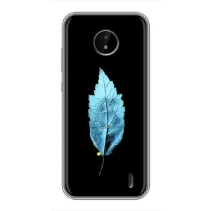 Чехол с картинками на черном фоне для Nokia C10 (Листочек)