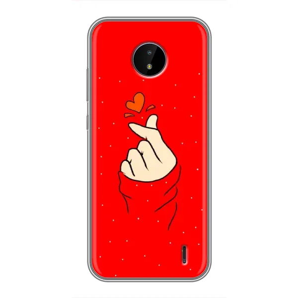 Чехол с рисунком «Сердце на красном» для Nokia C10 Чехол с рисунком «Сердце на красном» для Nokia C10