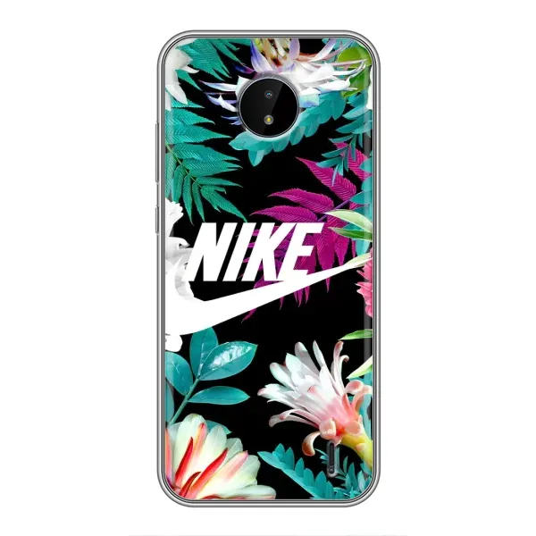 Чехол с рисунком «Цветочный Nike» для Nokia C20 Plus Чехол с рисунком «Цветочный Nike» для Nokia C20 Plus