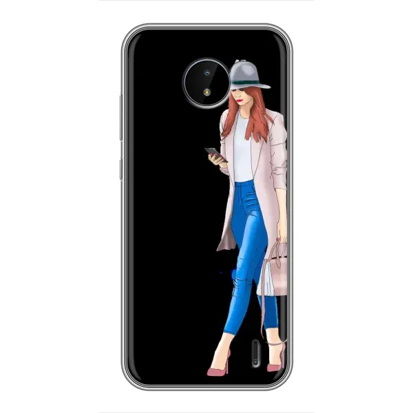 Чехол с рисунком «Девушка со смартфоном» для Nokia C20 Plus Чехол с рисунком «Девушка со смартфоном» для Nokia C20 Plus