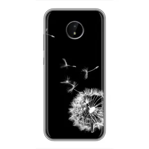 Силиконовый Чехол с одуванчиками на Nokia C20 Plus (Одуванчик на чёрном)