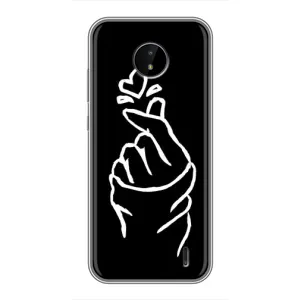 Чехлы (Знак сердечка) на Nokia C20 Plus (Сердце на черном)