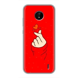 Чехлы (Знак сердечка) на Nokia C20 Plus (Сердце на красном)