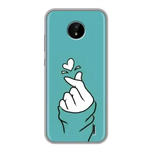 Чехлы (Знак сердечка) на Nokia C20 Plus (Сердечко на бирюзовом)