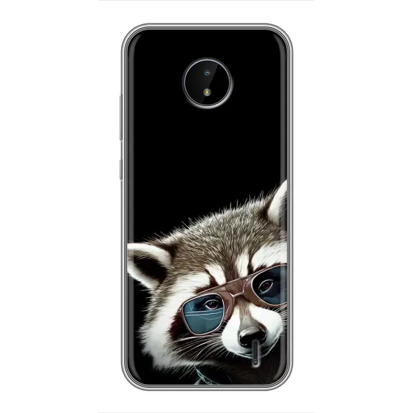 Чехол с рисунком «Стильный Енот» для Nokia C20 Plus Чехол с рисунком «Стильный Енот» для Nokia C20 Plus