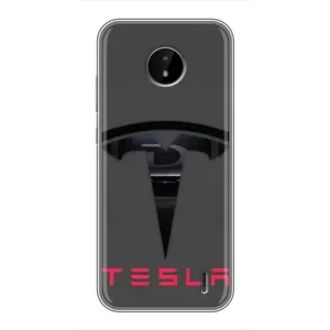 Силиконовый бампер с картинкой машины на Nokia C20 Plus (Logo TESLA)