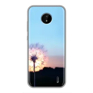 Силиконовый Чехол с одуванчиками на Nokia C20 Plus (Закат с одуванчиком)