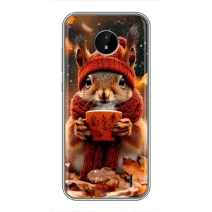 Друкований чохол 'Звірята з кавою' для Nokia C20 (Білка з кавою)