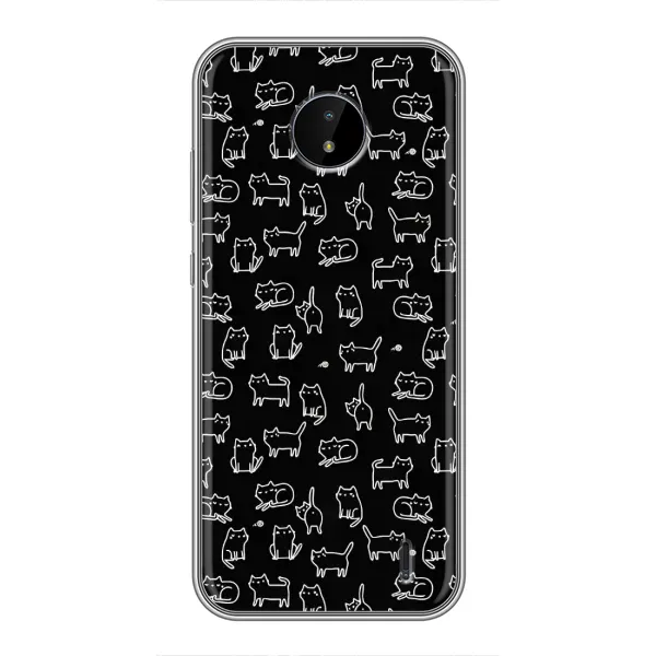 Чехол с рисунком «Котики на черном» для Nokia C20 Чехол с рисунком «Котики на черном» для Nokia C20