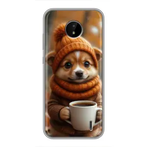 Друкований чохол 'Звірята з кавою' для Nokia C20 (Песик з кавою)