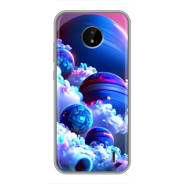 Чехол с рисунком «Синие планеты» для Nokia C20 Чехол с рисунком «Синие планеты» для Nokia C20