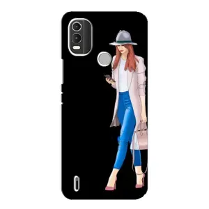 Чехол с картинкой Модные Девчонки Nokia C21 Plus (Девушка со смартфоном)
