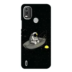 Силиконовый Чехол с принтом "Космонавты" на Nokia C21 Plus (Космонавт на рыбалке)