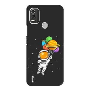 Силиконовый Чехол с принтом "Космонавты" на Nokia C21 Plus (Космонавт с шариками)