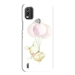 Силиконовый бампер с картинкой животных для Nokia C21 Plus (Кролик и шарики)