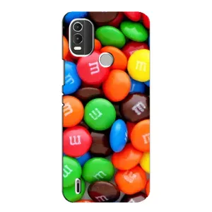 Чехол с изображением вкусной еды для Nokia C21 Plus (Разноцветные M&M'S)