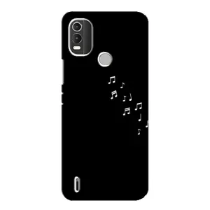 Чехол с картинками на черном фоне для Nokia C21 Plus (Ноты)
