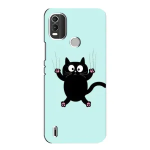Силиконовый чехол с котиком для Nokia C21 Plus (Падающий кот)