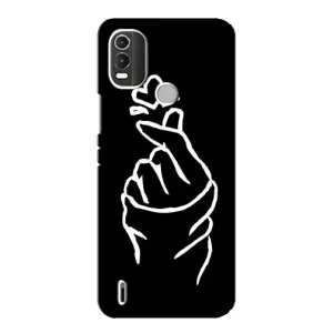 Чехлы (Знак сердечка) на Nokia C21 Plus (Сердце на черном)