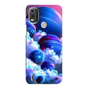 Чехлы КОСМОС для Nokia C21 Plus (Синие планеты)