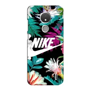 Силіконовый Чохол на Nokia C21 з картинкою НАЙК (Квітковий Nike)