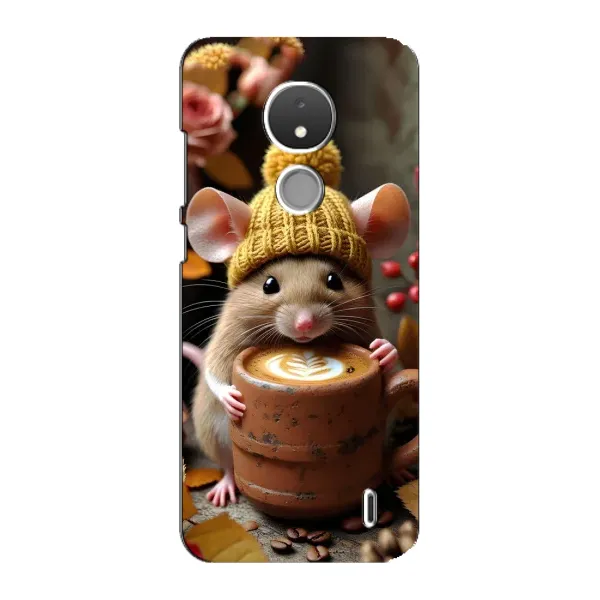 Чехол с рисунком «Мышка с кофе» для Nokia C21 Чехол с рисунком «Мышка с кофе» для Nokia C21