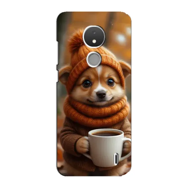 Чехол с рисунком «Собачка с кофе» для Nokia C21 Чехол с рисунком «Собачка с кофе» для Nokia C21