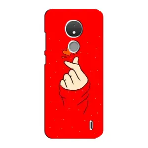 Чехлы (Знак сердечка) на Nokia C21 (Сердце на красном)