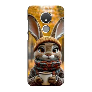 Печатный чехол «Зверята с кофе» для Nokia C21 (Зайчик с кофе)