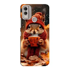 Чехол с рисунком «Белка с кофе» для Nokia C22