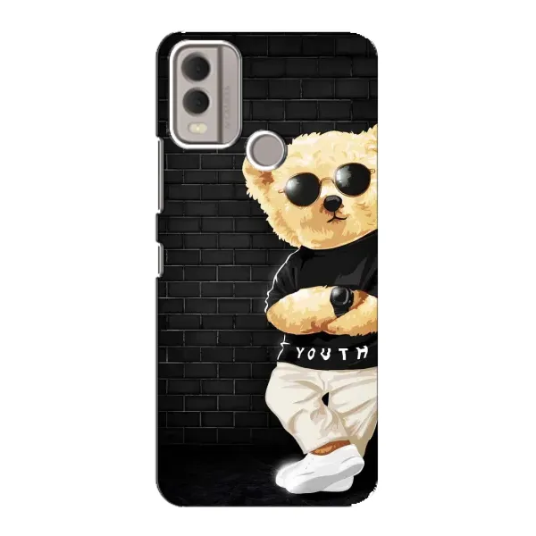 Чехол с рисунком «Мишка в очках» для Nokia C22
