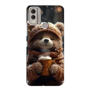 Чехол с рисунком «Медвежонок с кофе» для Nokia C22