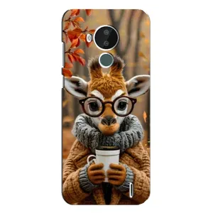 Печатный чехол «Зверята с кофе» для Nokia C30 (Жираф с кофе)