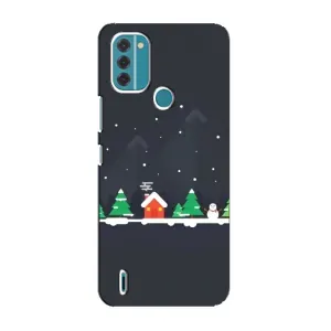 Силиконовый бампер на рождество для Nokia C31 (Город зимний)